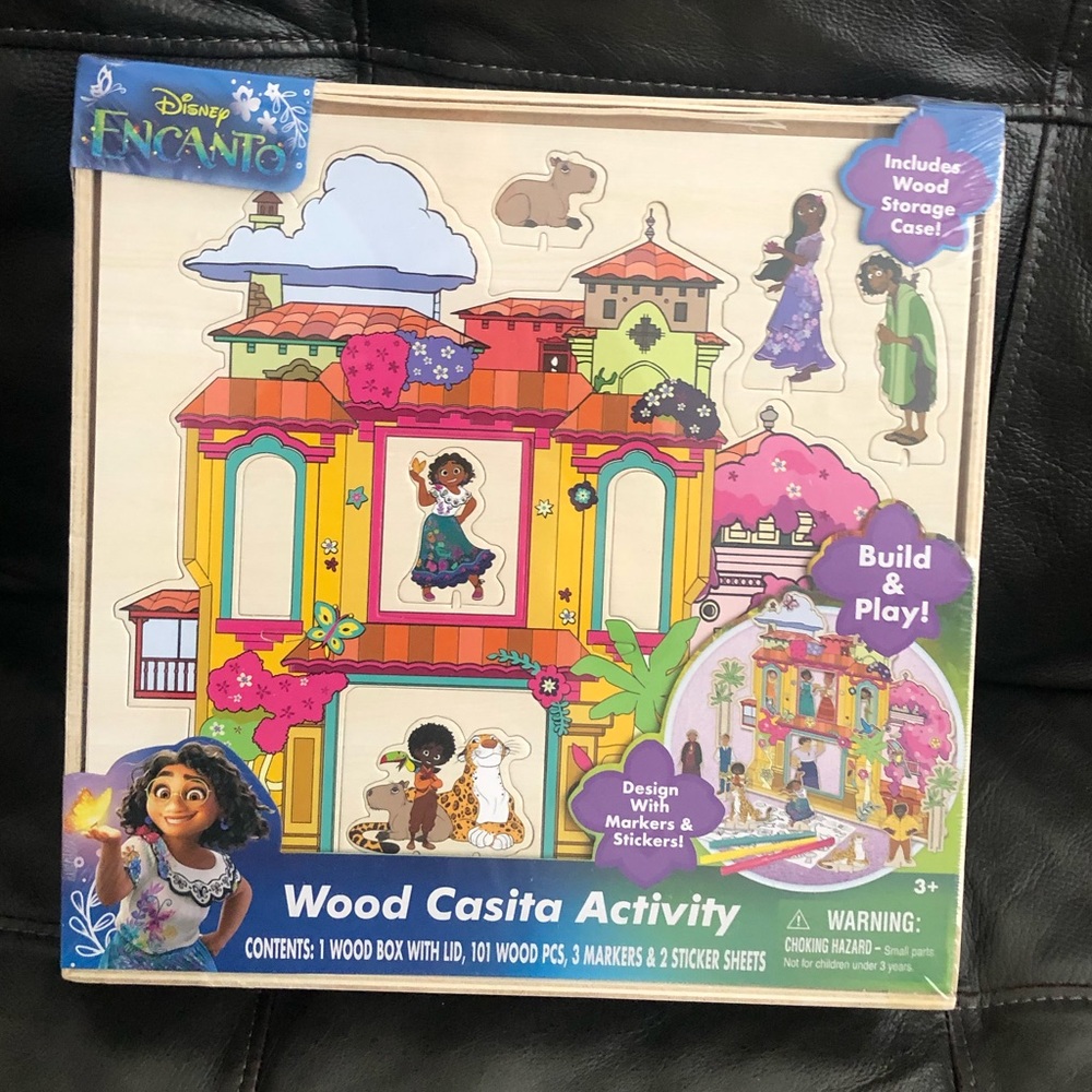 Disney Encanto Wood Casita Activity Design With Markers And Stickers